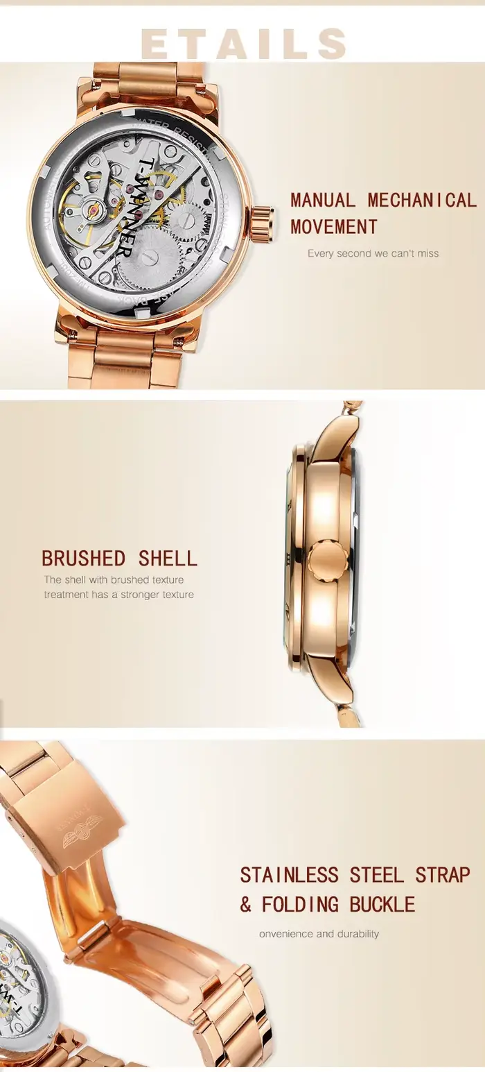 Montre Femme Luxe Haut de Gamme Originale WINNER 2026 – Squelette Mécanique en Acier Inoxydable