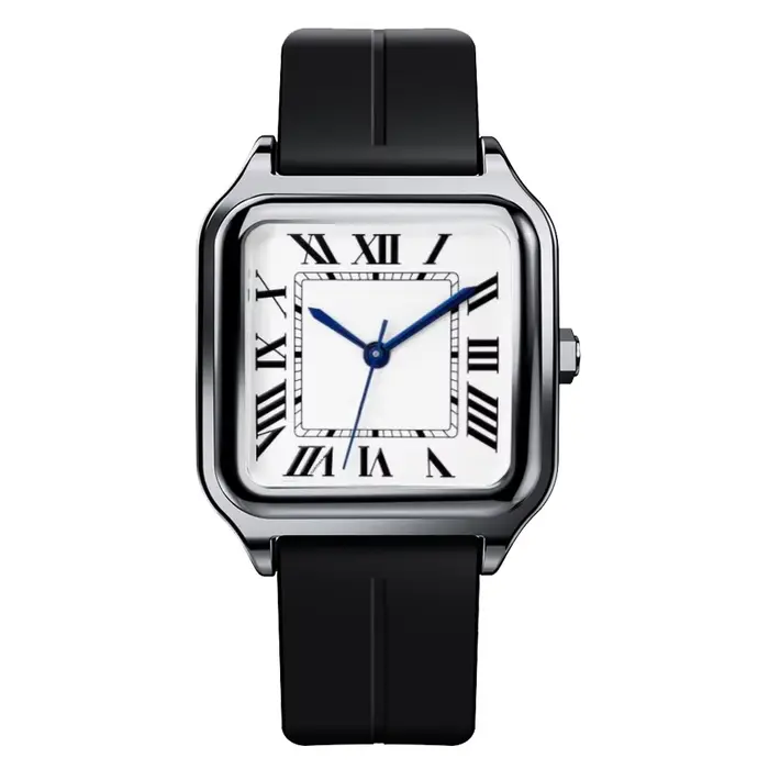 Montre à Quartz à chiffres romains montre carrée en alliage d'acier inoxydable montre de sport de mo
