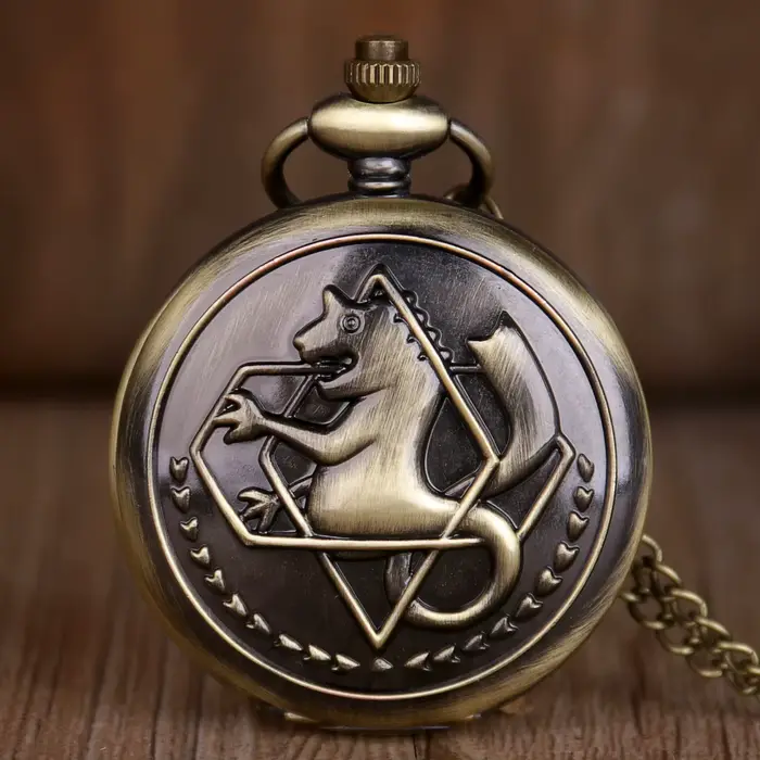 Montre de poche à Quartz Antique FullMetal alchimiste Edward Elric Cosplay avec pendentif collier hommes femmes