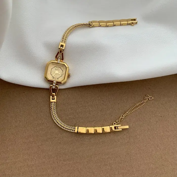 Nouveau luxe élégant 18K Bracelet en or montres pour femmes mode petite chaîne Vintage Quartz dames 