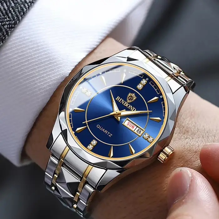 BINBOND mode Couple montres étanche diamant saint valentin amant cadeau en acier inoxydable montre hommes femmes
