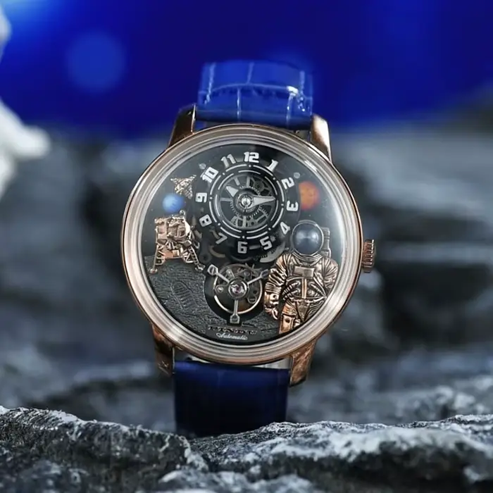 Montre homme PINDU édition limitée conception spatiale automatique avec cristal de saphir pour hommes occasions spéciales