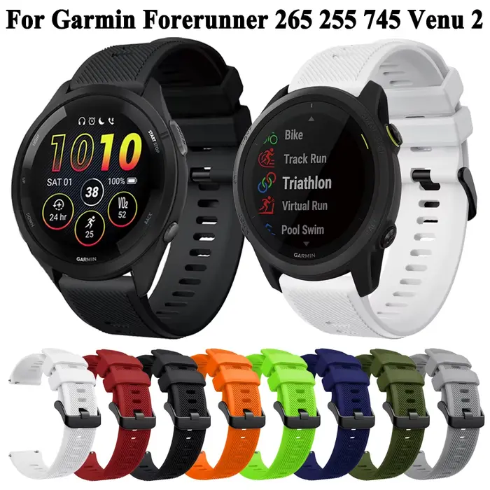 Bracelet de montre de sport en Silicone pour Garmin Forerunner 265 255 Music 745, bracelet de remplacement pour Garmin Vivoactive 4/Venu 2