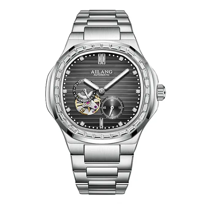 AILANG PROMOTION Montre Homme Mécanique Automatique Squelette Étanche en Acier Inoxydable pour Affaires