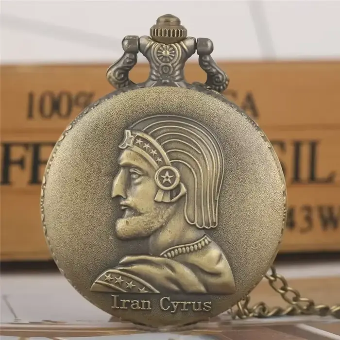 Rétro Antique Iran Cyrus le grand d'iran pendentif montre De poche à Quartz pour hommes femmes chiffre arabe horloge Reloj De Bolsillo