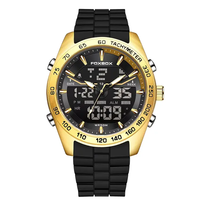 Montre numérique électronique de luxe FOXBOX pour hommes, étanche 30 m, montre-bracelet numérique à 