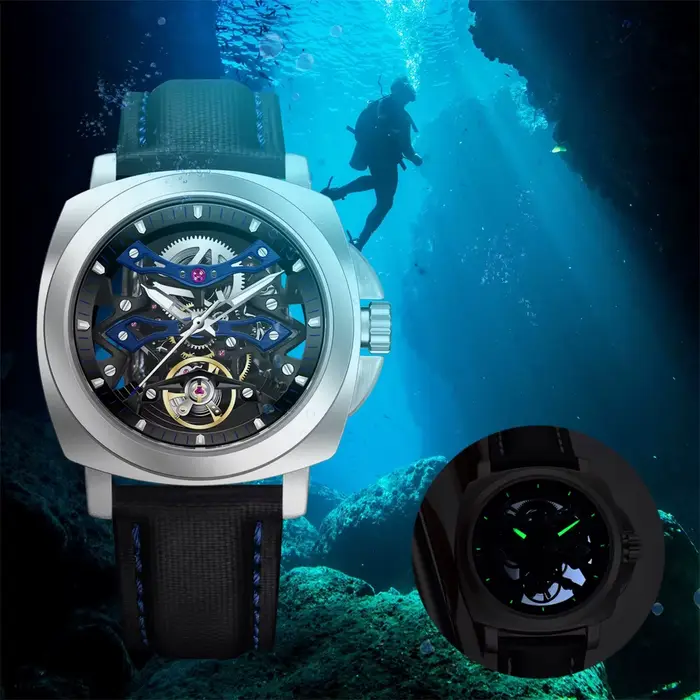 PAGANI DESIGN 10Bar montre de plongée pour hommes cadran carré mécanique