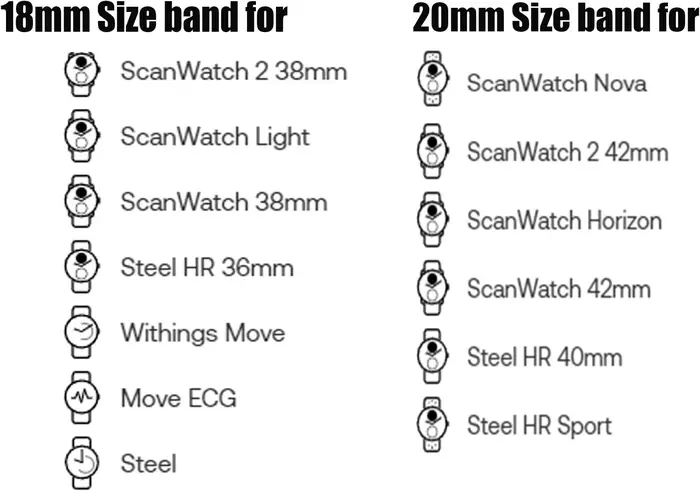 Bracelet en acier inoxydable 18mm 20mm pour Withings ScanWatch 2