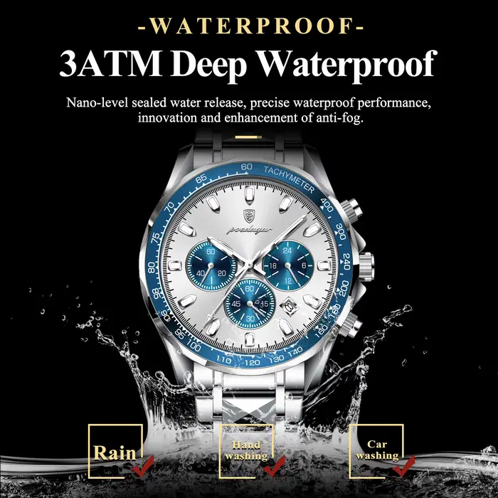 POEDAGAR marque de luxe hommes montre étanche lumineux en acier inoxydable montres pour hommes chron