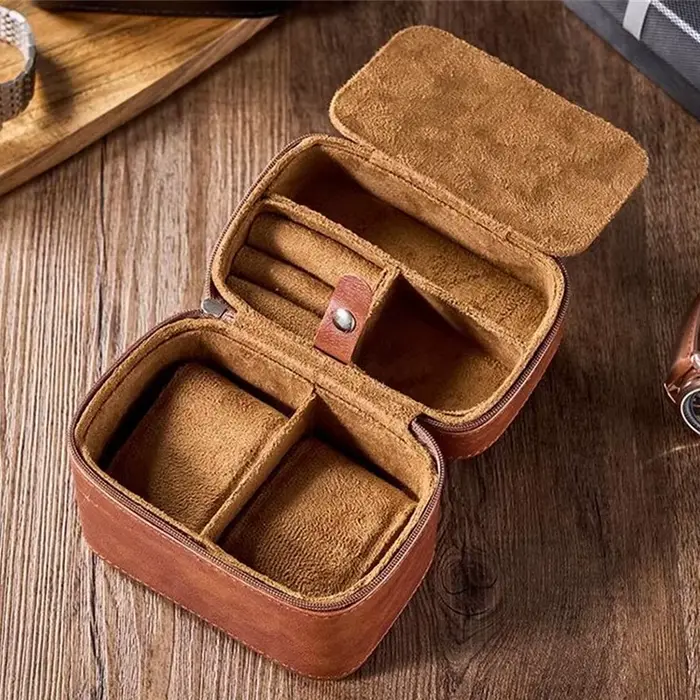 Boîte à montres de luxe vintage en cuir pour hommes rangement de montres-bracelets boîtes à montres élégantes pour voyages et occasions spéciales