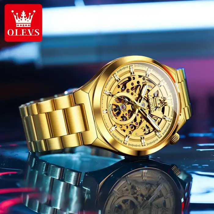 OLVES 6722 montre pour hommes Original luxe squelette automatique
