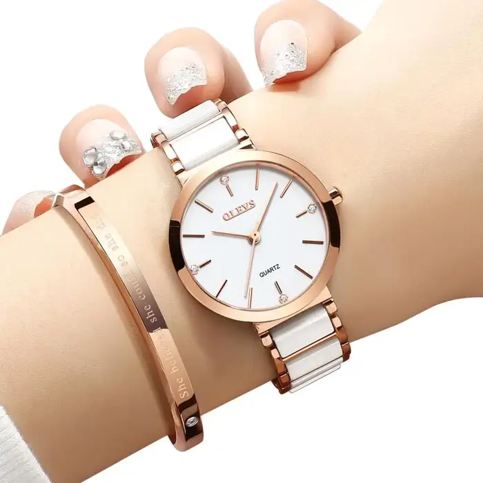 OLEVS nouvelle mode céramique bracelet Quartz femmes montre étanche marque de luxe
