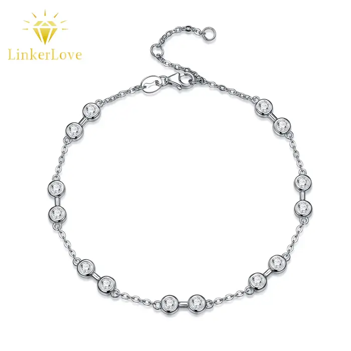 Bracelet en argent S925 LinkerLove avec moissanite pour femme