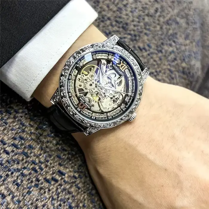 Montre mécanique automatique AOKULASIC élégante et décontractée pour homme style britannique cadeau occasions spéciales