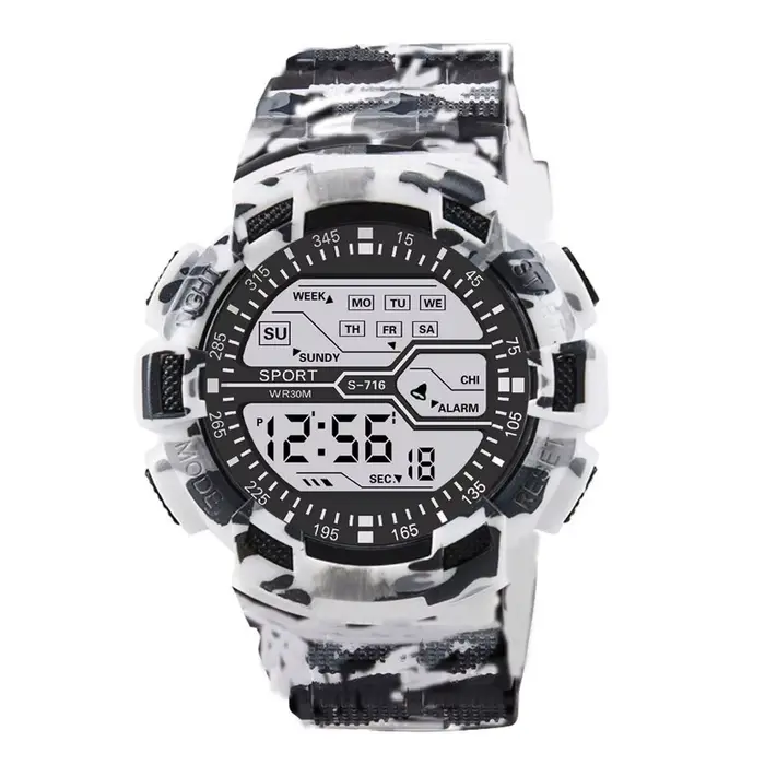 Montre électronique numérique pour hommes sport lueur 55mm grand cadran montre étudiant aventure en 