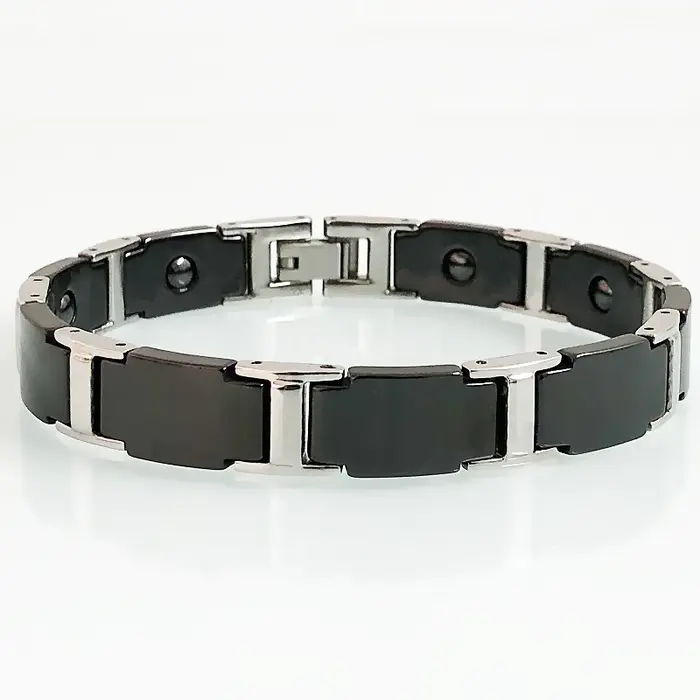 Bracelet Magnétique en Céramique Acier Inoxydable Pour Homme Géométrique Hématite Occasions Spéciales Cadeau Anniversaire