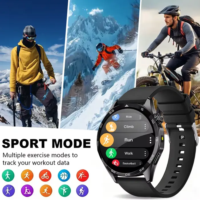 Montre connectée ERUN pour homme tracker d'activité appel et SMS sans fil écran TFT HD compatible iPhone Android occasions spéciales