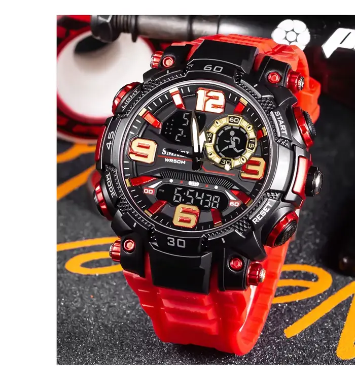 Montre SMAEL à Quartz Étanche pour Homme, Chronomètre, Lumière Arrière, Affichage de la Semaine, Bracelet Plastique pour Occasions Spéciales