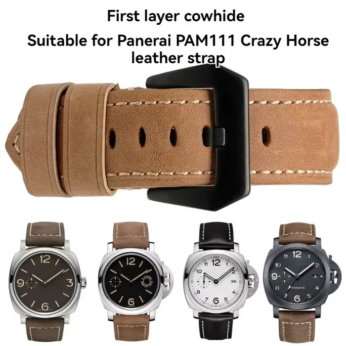 Bracelet de montre en cuir véritable pour Panerai Luminor Radiomir 20mm 22mm 24mm