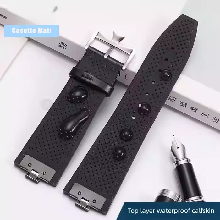 Bracelet de montre en cuir véritable à dégagement rapide