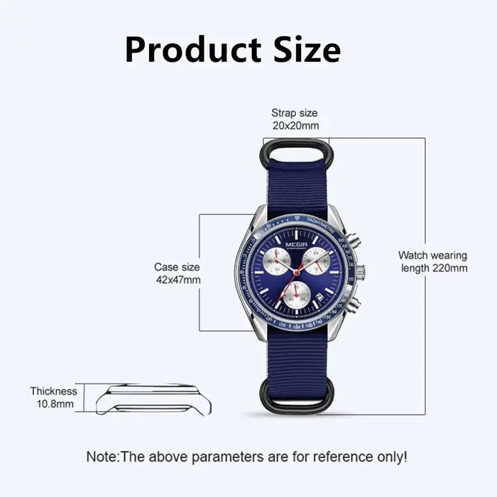 MEGIR montres à Quartz de luxe pour hommes bracelet en toile bleue Sport loisirs chronographe lumineux étanche mâle montre-bracelet horloge 2247