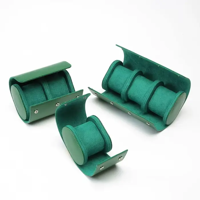 Boîte à bijoux en rouleau de cuir PU pour hommes et femmes
