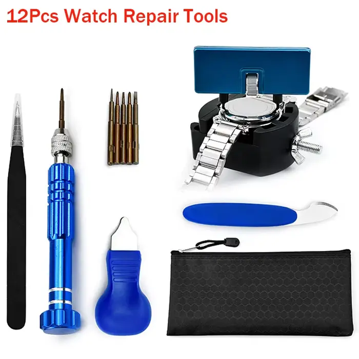 Outils de réparation de montre professionnel kit 12 pièces clé de démontage réglable pour horlogers et amateurs occasions spéciales