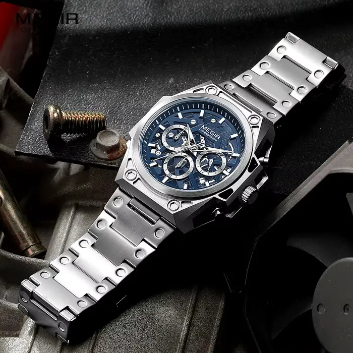 MEGIR – montre-bracelet en acier inoxydable pour hommes