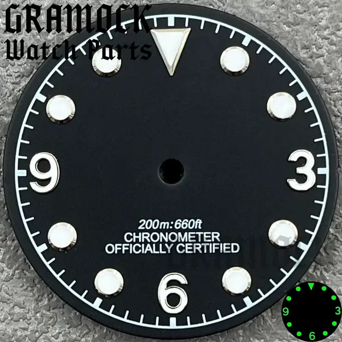 Gramock – cadran de montre bleu/marron/noir/blanc, 29mm, avec luminescence verte, adapté au mouvement automatique NH35/ETA PT5000/Miyota Mingzhu