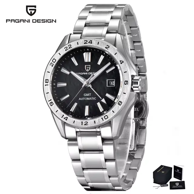 PAGANI DESIGN classique luxe GMT automatique montre pour hommes haut de gamme verre saphir acier ino