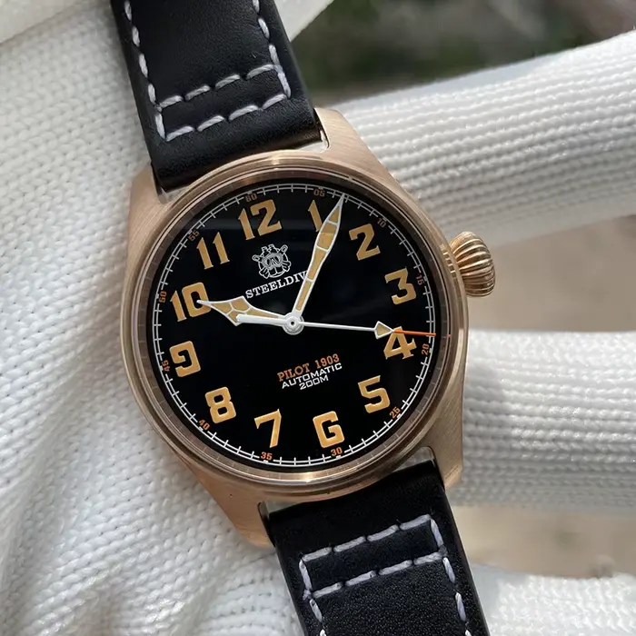 Steeldive – montre automatique pour hommes, montre-bracelet mécanique en Bronze de 39mm, étanche 20 