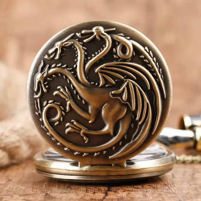 Montre de poche à Quartz Dragon à trois têtes