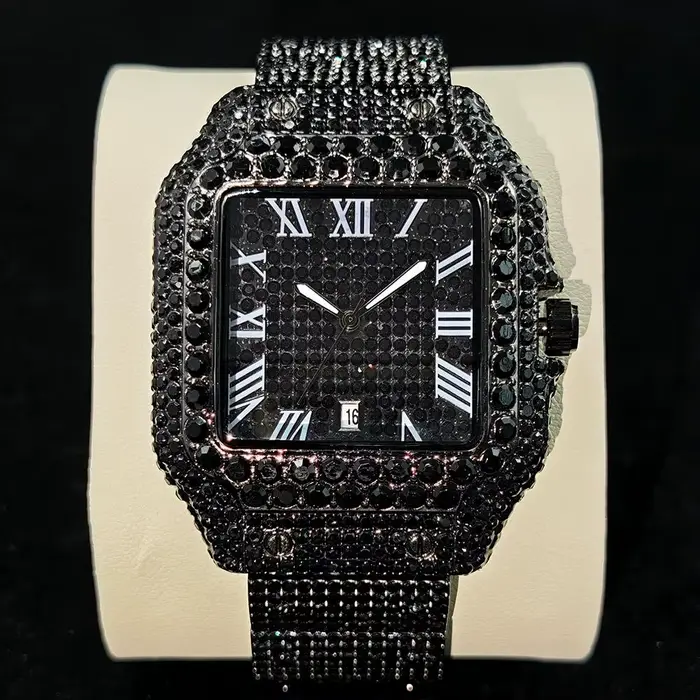 Montre Cool Noir UNIGUET Luxe Acier Inoxydable Quartz Hommes Occasions Spéciales Style Hip Hop Casual
