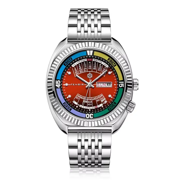 Montre pour homme haut de gamme, style européen et américain, très vendue, avec double calendrier, b