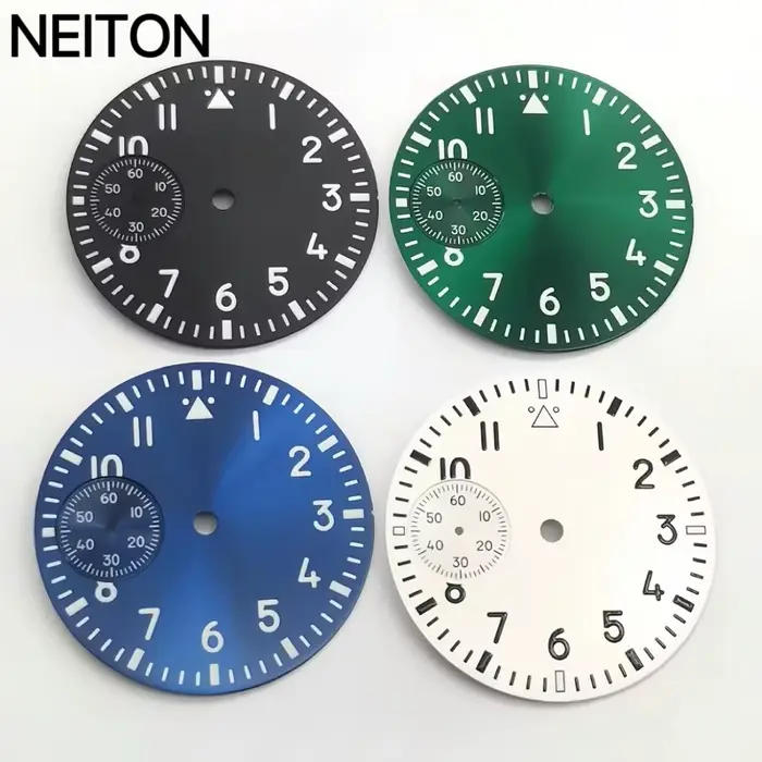 NEITON 37mm noir bleu vert blanc cadran stérile quatre couleurs