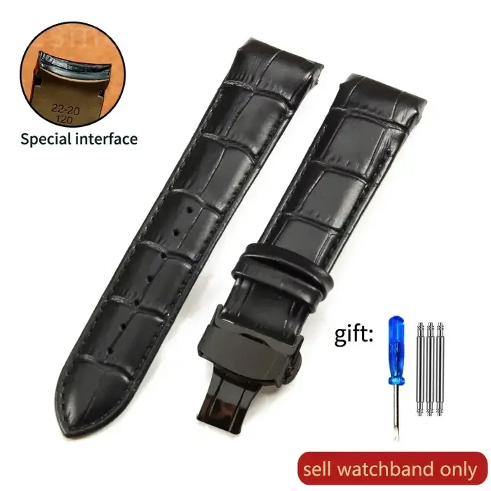 Bracelet de montre en cuir véritable pour homme
