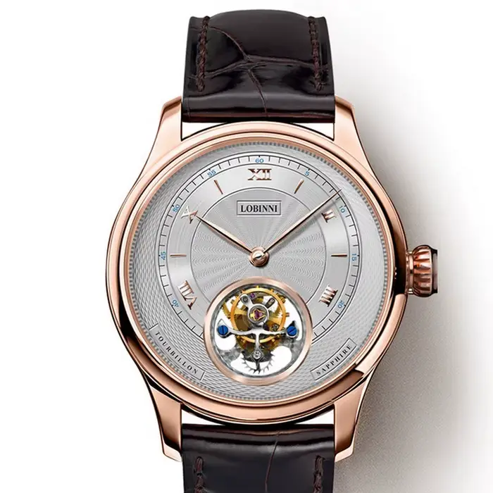 Tourbillion montre de luxe hommes, montres-bracelets automatiques pour hommes LOBINNI homme robe éta