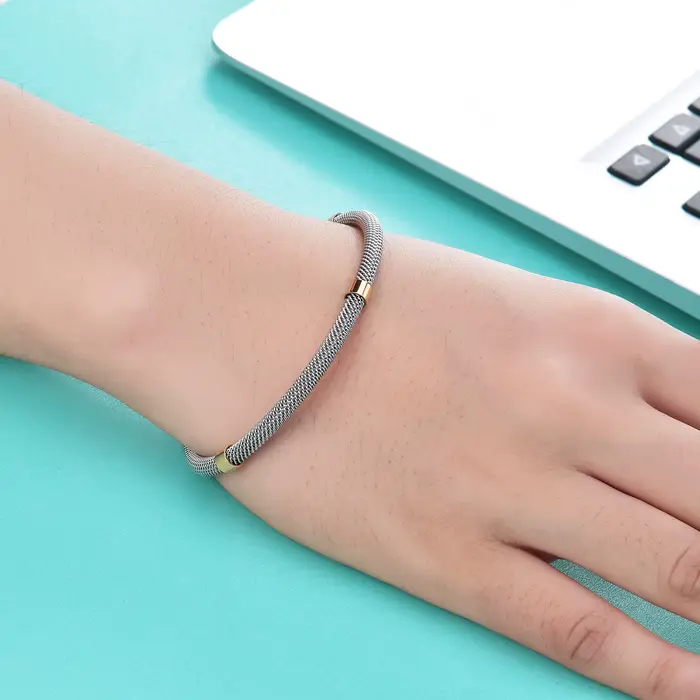 Bracelet câble tressé acier inoxydable avec finition or multifonctionnel pour homme style moderne tracker fitness humeur occassions spéciales