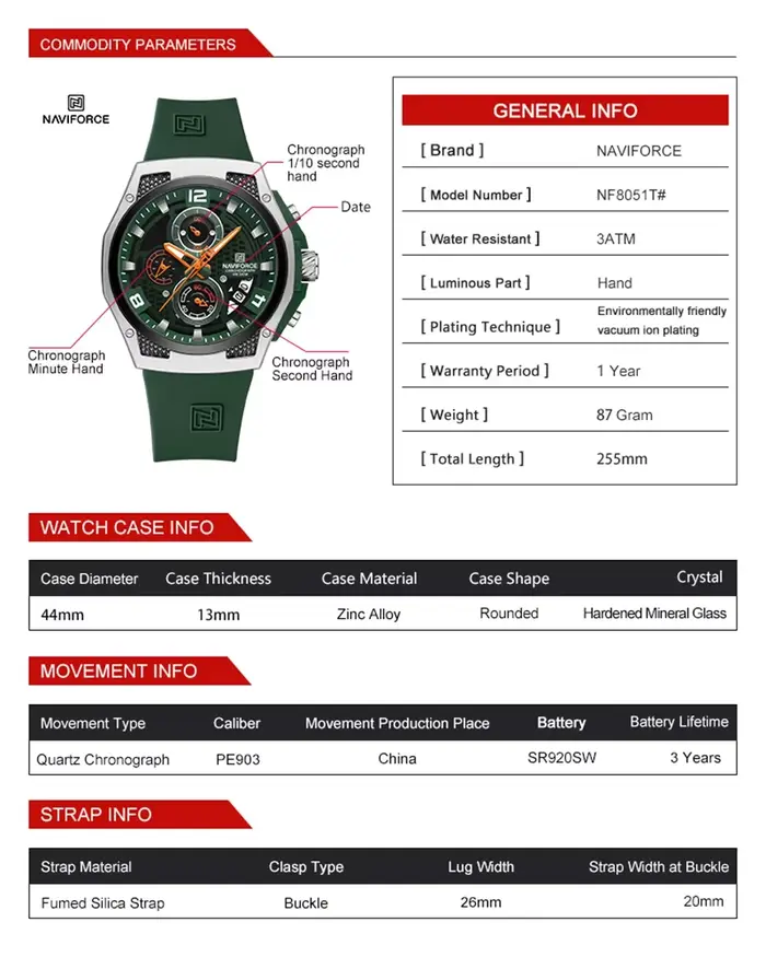 Montre-bracelet de sport à quartz étanche pour homme