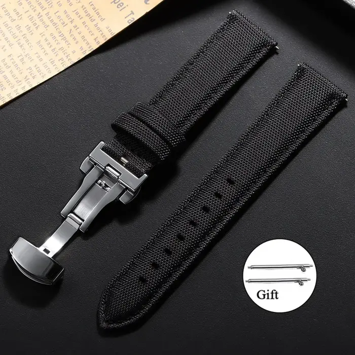 Bracelet de montre en tissu voile 20mm 22mm pour Omega pour Seiko Business boucle papillon en Nylon étanche hommes
