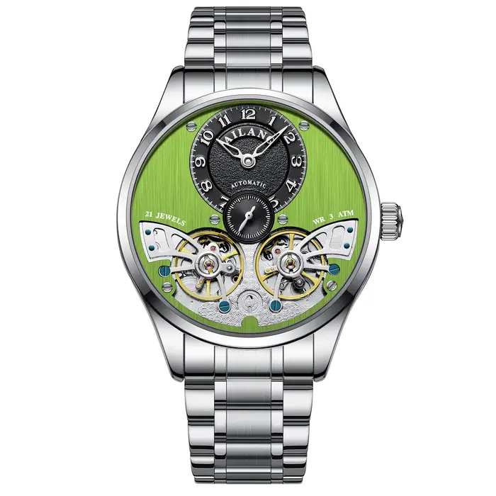Montre Daniel Gorman Tourbillon Volant Design Squelette Complet Verre Saphir Bracelet Acier Occasions Spéciales