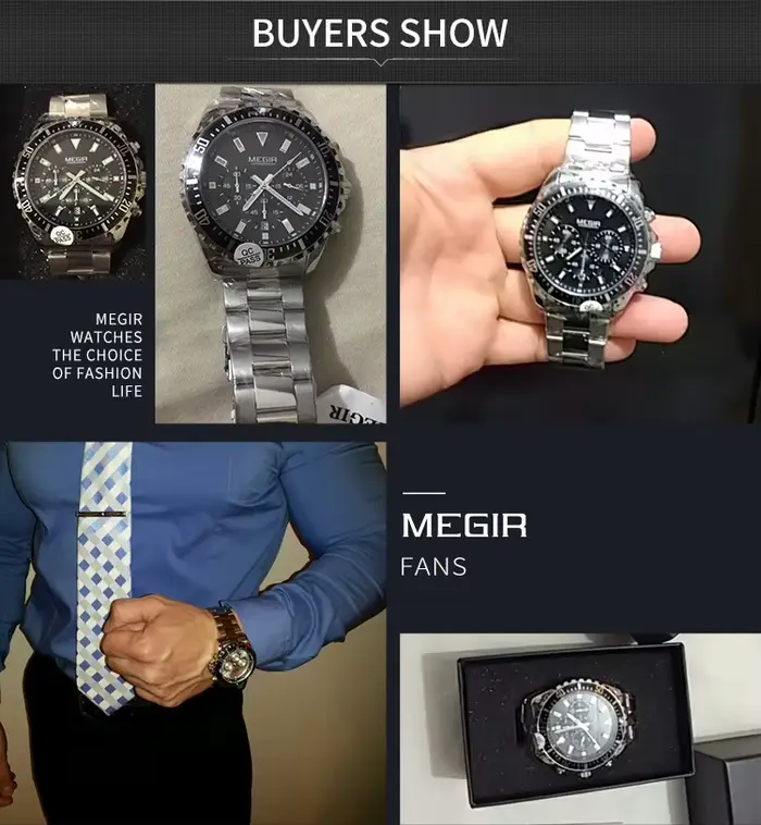 Montre à quartz en acier inoxydable pour homme
