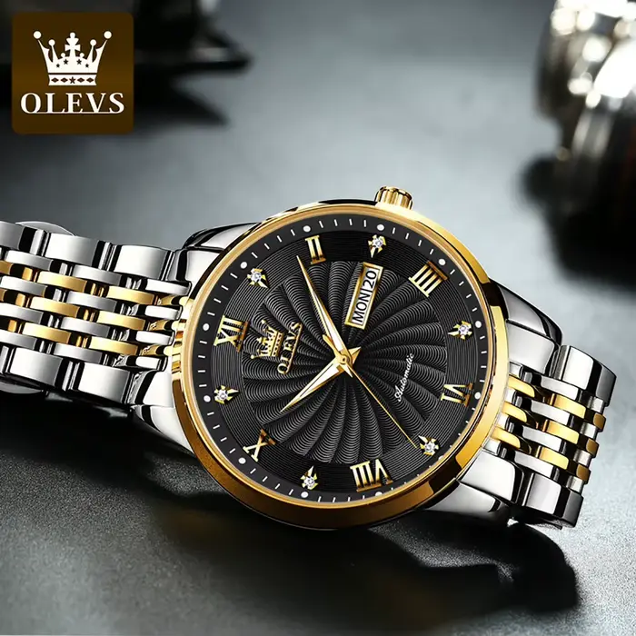 Montre OLEVS pour Hommes Automatique Mécanique Bracelet Acier Élégante Occasions Spéciales