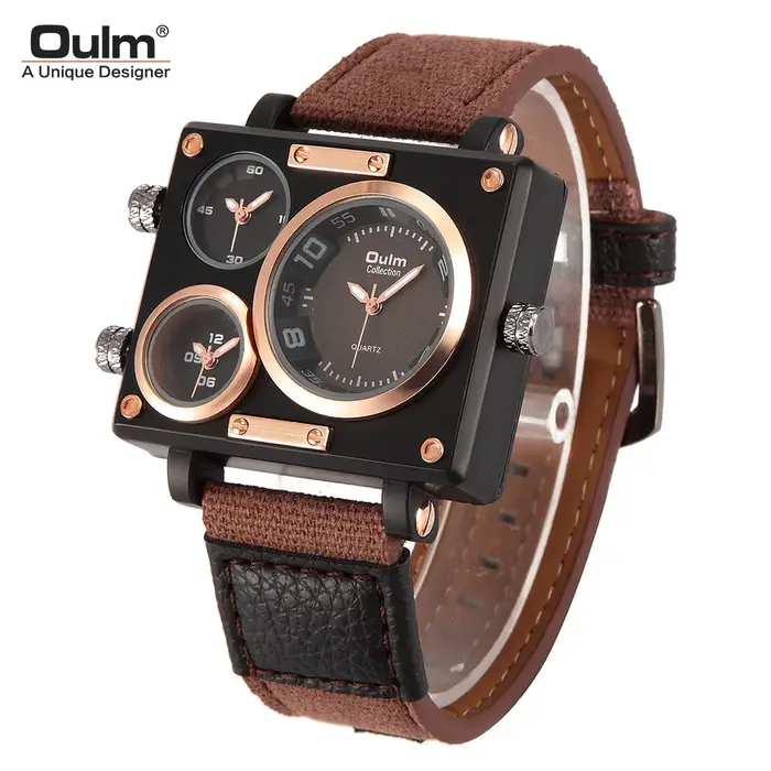 Oulm tout nouveau Style Unique concepteur montre pour hommes de haute qualité tissu en cuir
