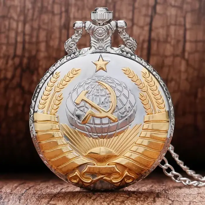 Montre de poche à Quartz de Style communiste, marteau faucille soviétique Vintage pour hommes et fem
