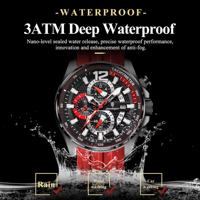 Montre POEDAGAR à Quartz avec Fonction Chronographe et Indicateur de Date pour Hommes Occasions Spéciales