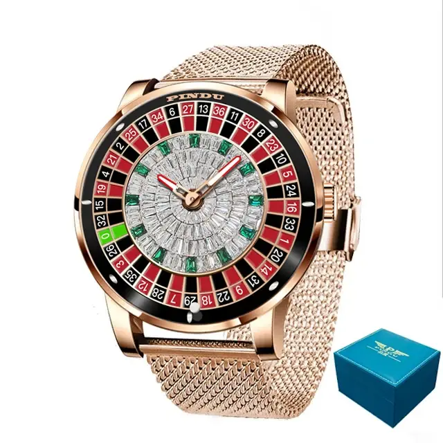 PINDU Design Montre NH35A montres mécaniques automatiques Las Vegas Roulette diamant pointeur lumineux