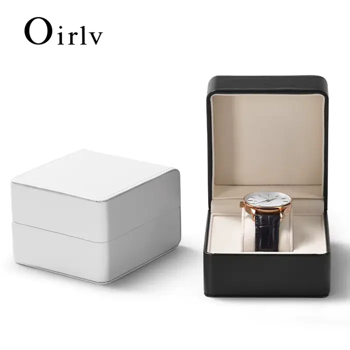 Oirlv Boîte de montre en cuir : extérieur premium avec doublure en daim – Mallette de rangement à fente unique pour montres (options de couleur noir/blanc)