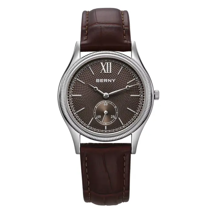 Montres BERNY pour hommes, montre à quartz élégante et classique, boîtier en acier inoxydable, brace