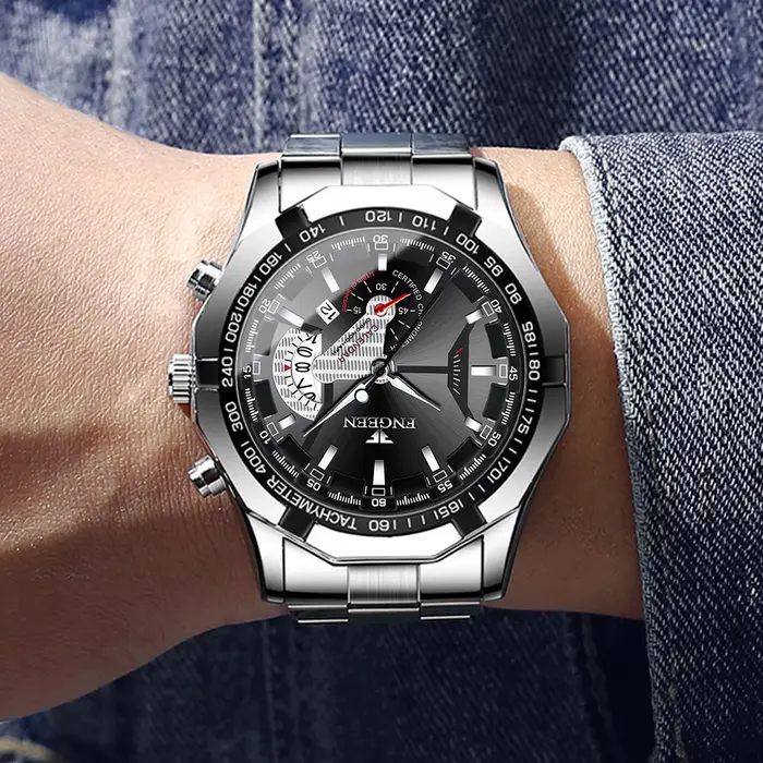 Montre-bracelet à quartz lumineuse résistante à l'eau pour hommes, avec date automatique, pour activités sportives et occasions spéciales